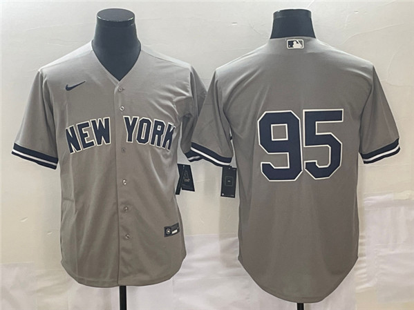 Men's New York Yankees #95 Oswaldo Cabrera Gray Cool Base Stitched Jersey